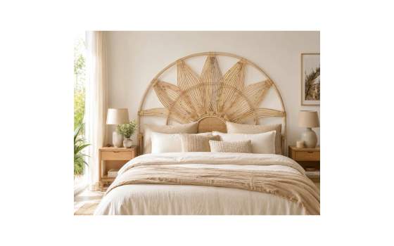 Cabecero Ratan Natural Cama de 150 cm Serie Surat