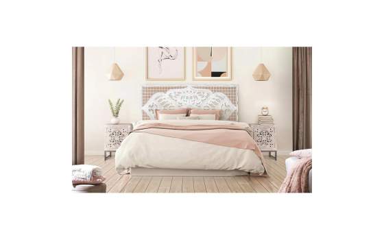 Cabecero Tallado Formato Mandala Blanco Lavado Serie Airats