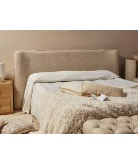 Cabecero Tapizado Borde Redondeado Beige Serie Ademal