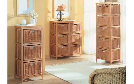 Cajonera Mimbre 6 cajones Alta