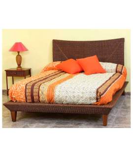 Cama Completa Artesanal de Rattan Madera