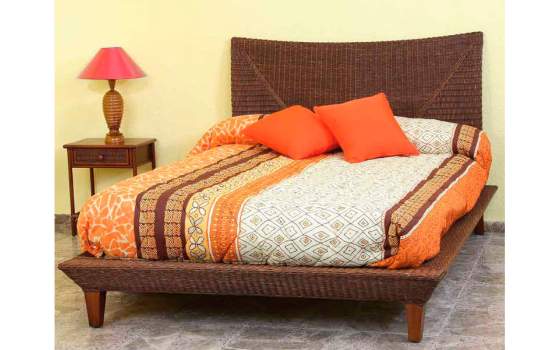 Cama Completa Artesanal de Rattan Madera