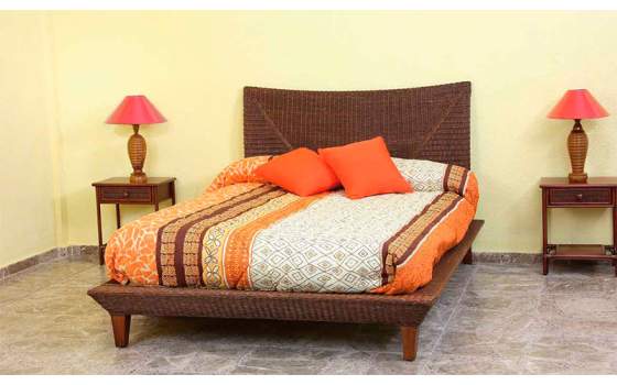 Cama Completa Artesanal de Rattan Madera