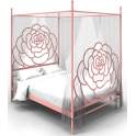 Cama Con Dosel De Forja Rosa