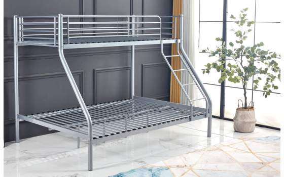 Cama Doble 2 Tamaños Tubo de Acero Gris Serie Ateant