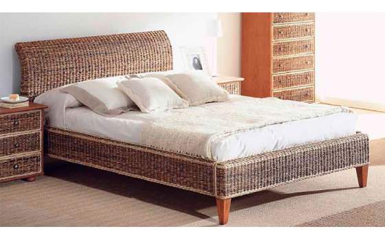 Cama Dormitoriol 3 Tamaños Diseño en Abaca y Madera Argin
