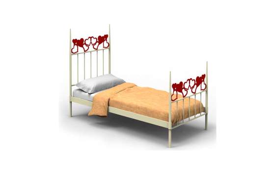Cama Forja Juvenil Diseño Moderno con Postes Serie Cuore Cama Forja Juvenil Diseño Moderno con Postes Serie Cuore