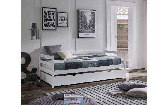 Cama y 2 Cajones Pino Macizo Compact Serie Ariebo