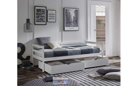 Cama y 2 Cajones Pino Macizo Compact Serie Ariebo