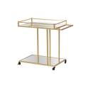 Camarera Rectangular Dorada y Espejo con Ruedas Aguinalde