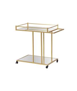 Camarera Rectangular Dorada y Espejo con Ruedas Aguinalde
