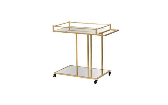 Camarera Rectangular Dorada y Espejo con Ruedas Aguinalde