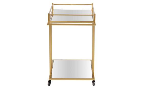 Camarera Rectangular Dorada y Espejo con Ruedas Aguinalde