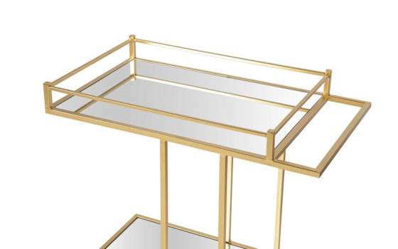 Camarera Rectangular Dorada y Espejo con Ruedas Aguinalde