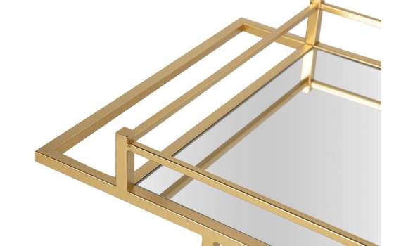 Camarera Rectangular Dorada y Espejo con Ruedas Aguinalde