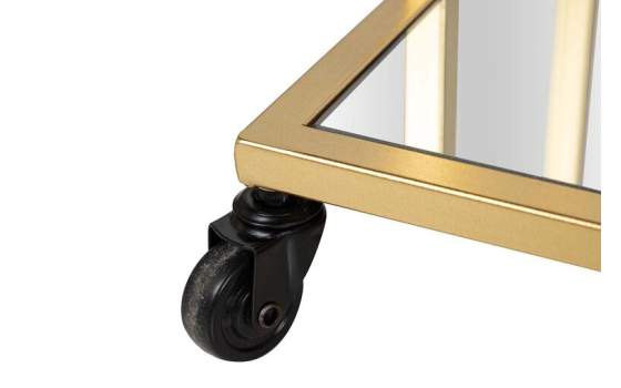 Camarera Rectangular Dorada y Espejo con Ruedas Aguinalde