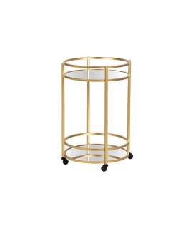 Camarera Redonda Acero Dorado y Espejo con Ruedas Aguinalde