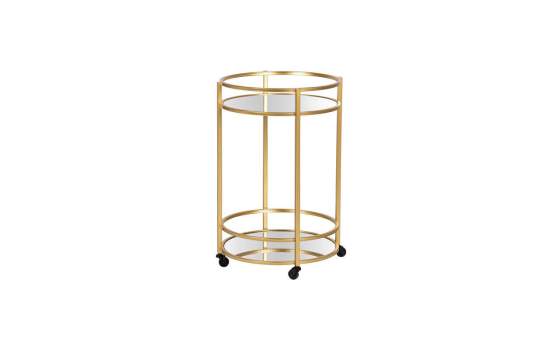 Camarera Redonda Acero Dorado y Espejo con Ruedas Aguinalde