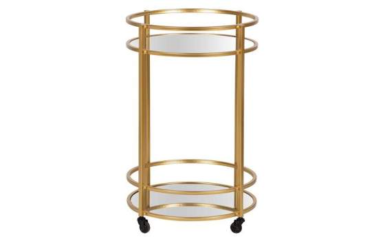 Camarera Redonda Acero Dorado y Espejo con Ruedas Aguinalde