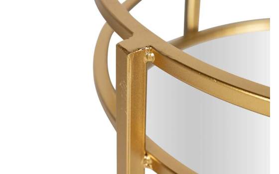 Camarera Redonda Acero Dorado y Espejo con Ruedas Aguinalde