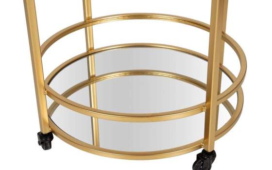 Camarera Redonda Acero Dorado y Espejo con Ruedas Aguinalde