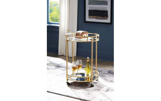 Camarera Redonda Acero Dorado y Espejo con Ruedas Aguinalde