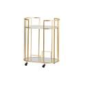 Carrito Camarera Acero Dorado y Cristal con Ruedas Aguinalde