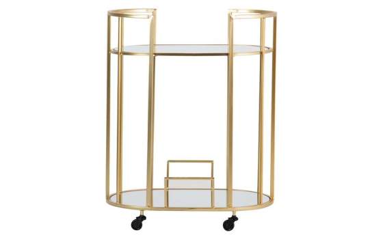 Carrito Camarera Acero Dorado y Cristal con Ruedas Aguinalde