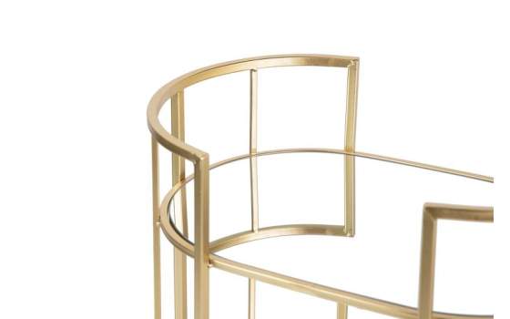 Carrito Camarera Acero Dorado y Cristal con Ruedas Aguinalde