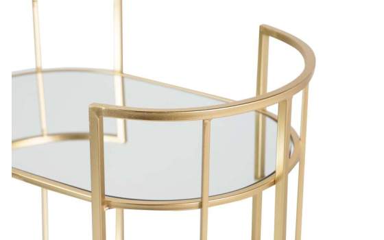 Carrito Camarera Acero Dorado y Cristal con Ruedas Aguinalde