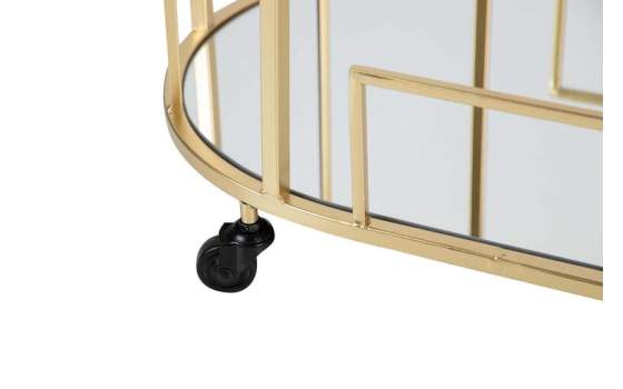 Carrito Camarera Acero Dorado y Cristal con Ruedas Aguinalde