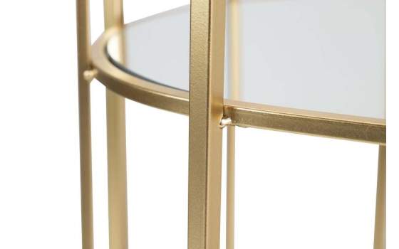 Carrito Camarera Acero Dorado y Cristal con Ruedas Aguinalde