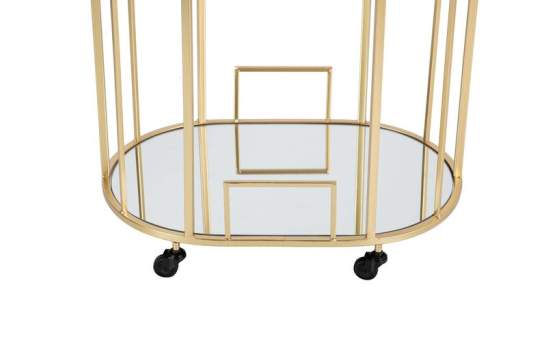 Carrito Camarera Acero Dorado y Cristal con Ruedas Aguinalde