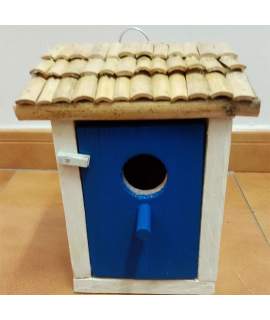 Casita Nido Rustica de Pajaros Puerta Azul