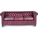Chester Sofa Tapizado Piel Marron 3 Plazas Serie Alinas