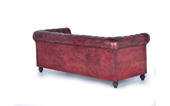Chester Sofa Tapizado Piel Marron 3 Plazas Serie Alinas