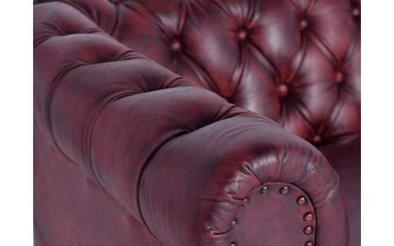 Chester Sofa Tapizado Piel Marron 3 Plazas Serie Alinas