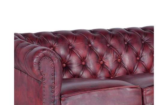 Chester Sofa Tapizado Piel Marron 3 Plazas Serie Alinas