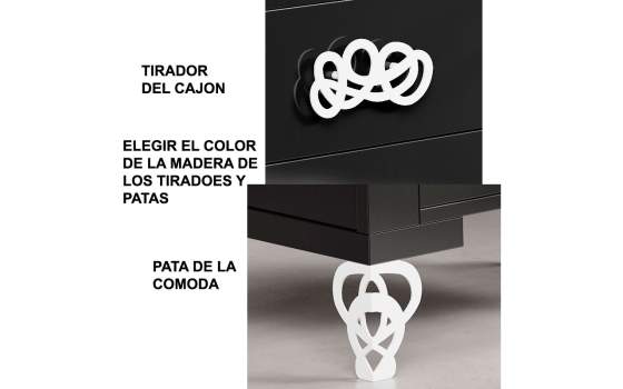Cómoda Moderna 3 Cajones con tiradores modelo Algarabía