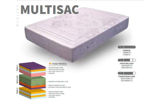 Colchón Muelles Ensacados Viscoelastica Multisaclujo