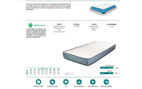 Colchón Aloe Viscoelastica Moonroll Colchón Aloe Viscoelastica Moonroll