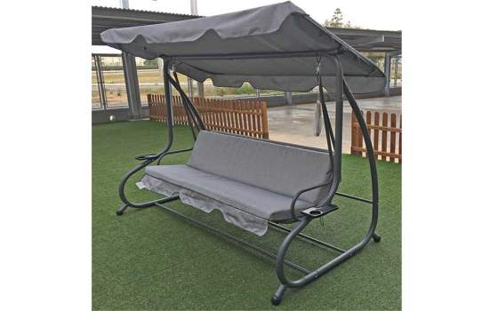 Columpio Balancin 3 Plazas Cama Forja Gris Serie Arient