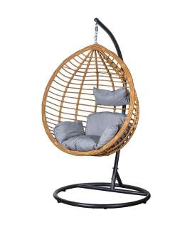 Columpio Jardin Colgante Rattan Sintetico Acero Negro Althaus