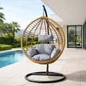 Columpio Jardin Colgante Rattan Sintetico Acero Negro Althaus