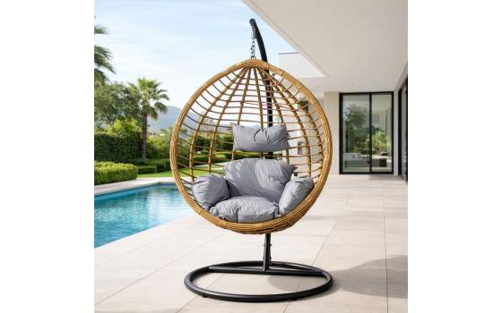 Columpio Jardin Colgante Rattan Sintetico Acero Negro Althaus