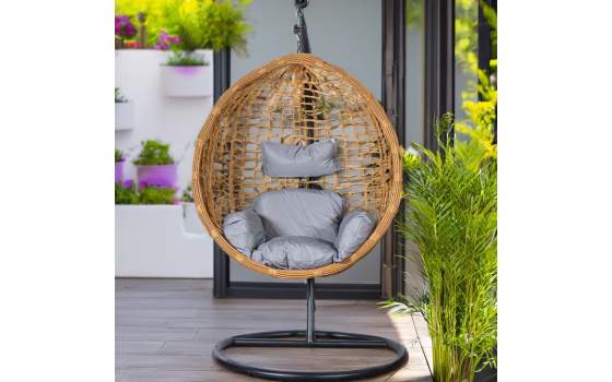 Columpio Jardin Colgante Rattan Sintetico Acero Negro Althaus