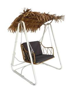 Columpio Jardin Rustico Acero Blanco y Ratan Sintetico - Apsey