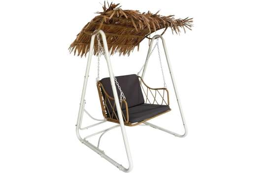 Columpio Jardin Rustico Acero Blanco y Ratan Sintetico - Apsey