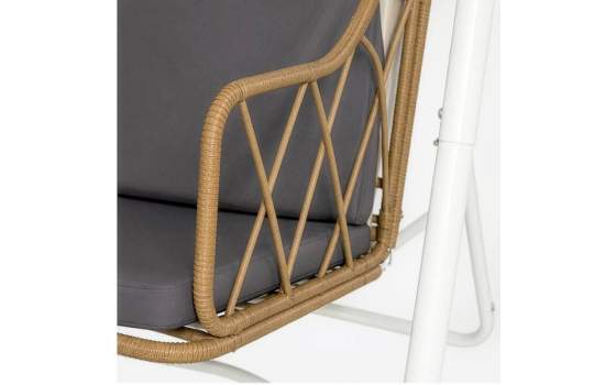 Columpio Jardin Rustico Acero Blanco y Ratan Sintetico - Apsey