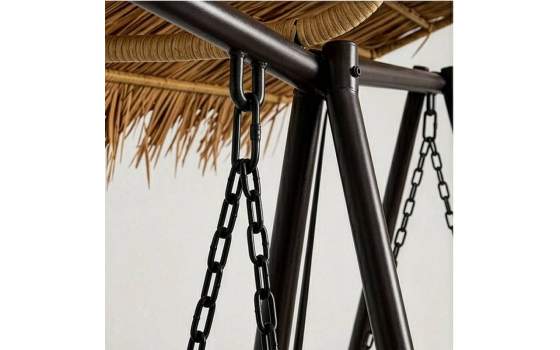 Columpio Jardin Rustico Acero Negro y Ratan Sintetico - Apsey
